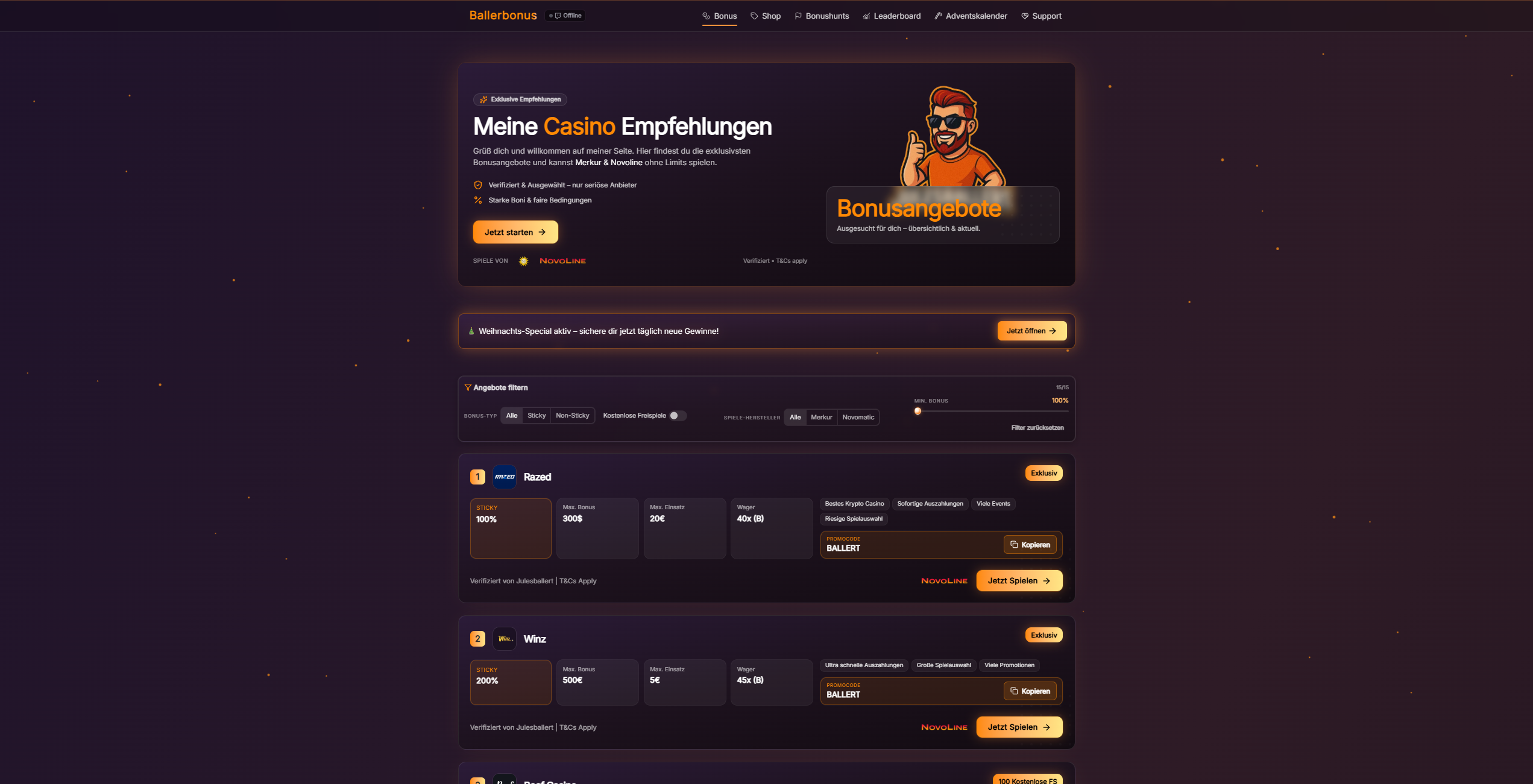 Julesballert website screenshot