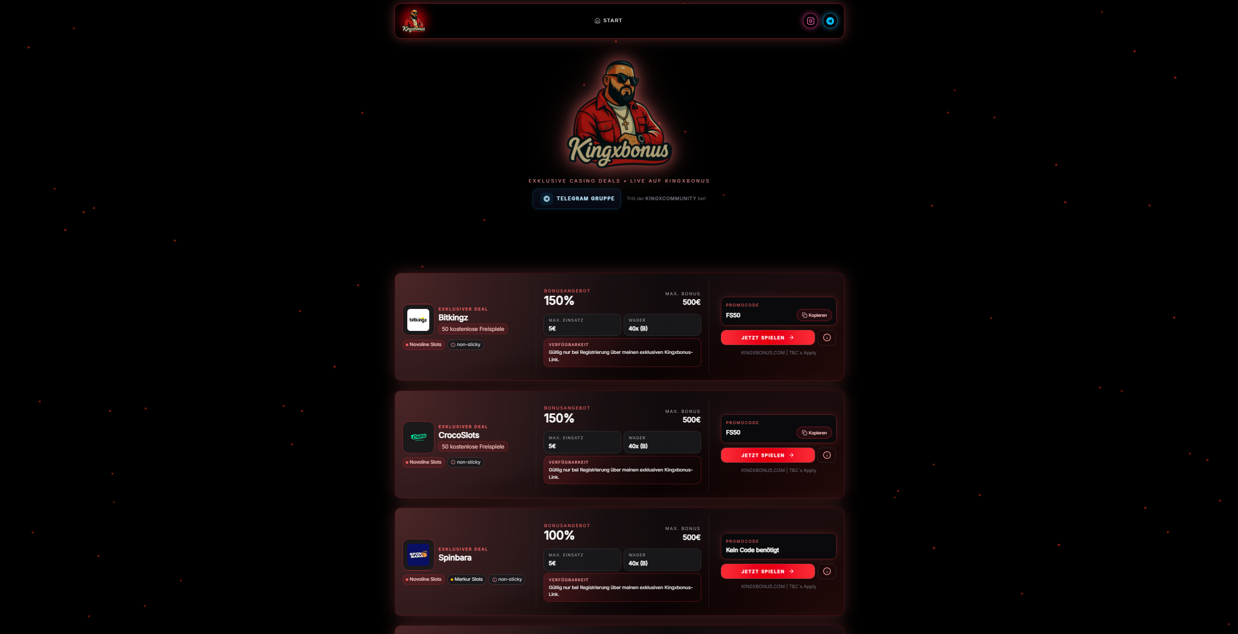 Kingxbonus website screenshot